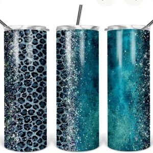Glitter Leopard Print 30 oz Tumbler with Straw – Insulated Stainless Steel Cup